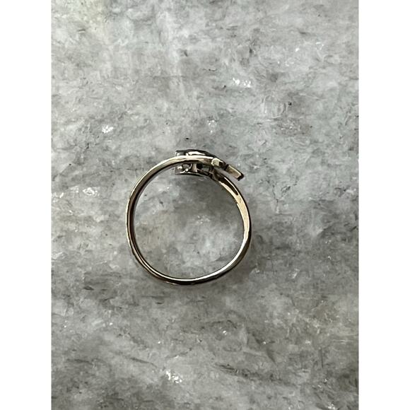 Sterling Silver Birthstone Heart Cross Ring Size 7 Adjustable Green May - Picture 4 of 6
